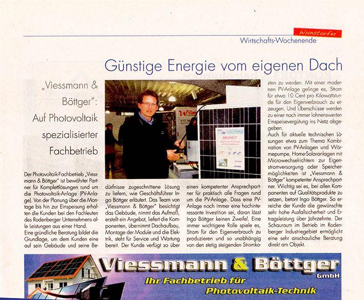 Fachbetrieb für Solaranlagen bei Stadthagen in der Presse